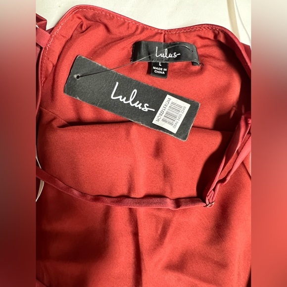 LULU'S Rose Red halter neck satin mini dress size L - Picture 12 of 15